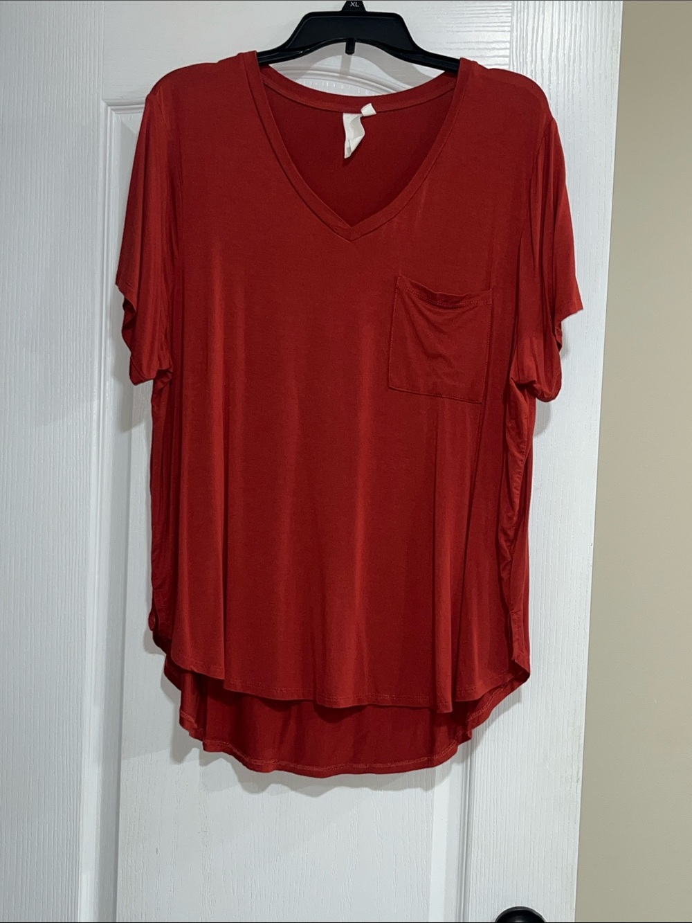 Women's V-Neck Pocket Tee - Red